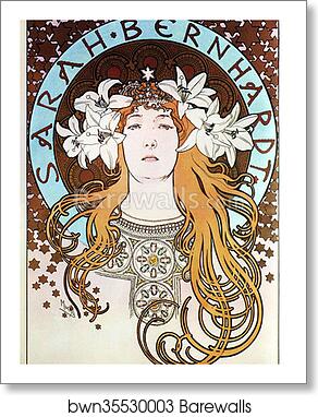 Sarah Bernhardt by Alphonse Mucha, Art Print