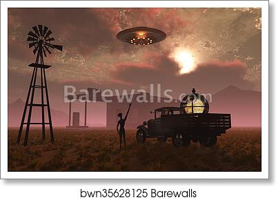 A remote meeting place where aliens can drop off and pick up equipment by Mark Stevenson/Stocktrek Images, Art Print A remote meeting place where aliens can drop off and pick up equipment by Mark Stevenson/Stocktrek Images, Art Print