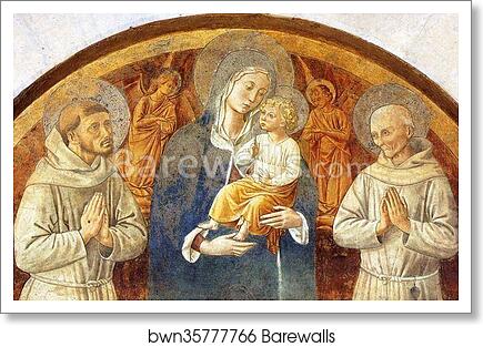 Madonna and Child between St. Francis and St. Bernardine of Siena by Benozzo Gozzoli, Art Print