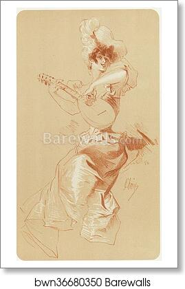 Original drawing for Les Maîtres de l’Affiche from issue 37, Dec. 1898 by Jules Chéret, Art Print Original drawing for Les Maîtres de l’Affiche from issue 37, Dec. 1898 by Jules Chéret, Art Print