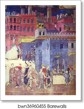 Allegory of Good Government. Detail by Ambrogio Lorenzetti, Art Print Allegory of Good Government. Detail by Ambrogio Lorenzetti, Art Print