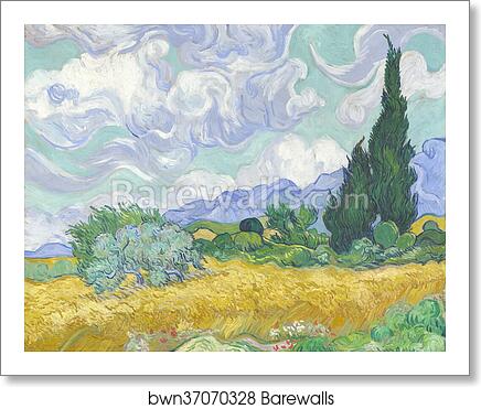 Cornfield with Cypresses by Vincent Van Gogh, Art Print