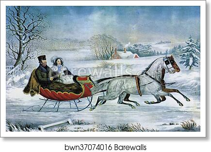 The Road - Winter by Currier & Ives, Art Print