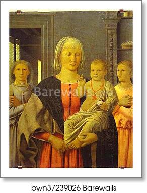 Virgin with Child Giving His Blessing and Two Angels. (The Senigallia Madonna) by Piero Della Francesca, Art Print