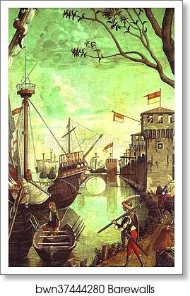 The Legend of St. Ursula: Arrival in Cologne. Detail by Vittore Carpaccio, Art Print The Legend of St. Ursula: Arrival in Cologne. Detail by Vittore Carpaccio, Art Print