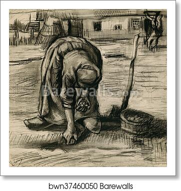 Peasant Woman Planting Potatoes by Vincent Van Gogh, Art Print