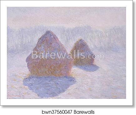 Haystacks (Effect of Snow and Sun) by Claude Monet, Art Print