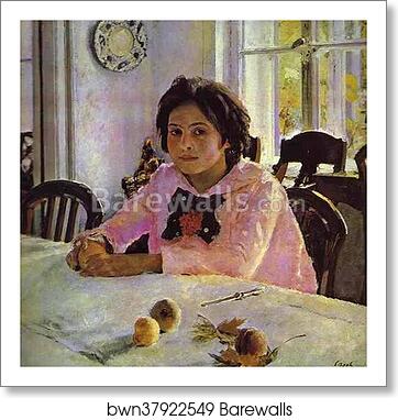 Girl with Peaches. Portrait of Vera Mamontova by Valentin Serov, Art Print