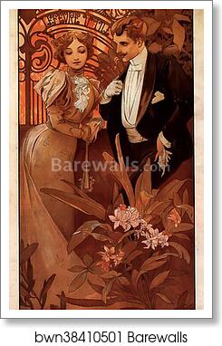 Flirt - Biscuits Lefevre-Utile by Alphonse Mucha, Art Print