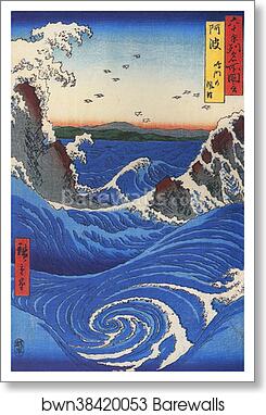 Naruto Whirlpools, Awa Province, from the series Views of Famous Places in the Sixty-Odd Provinces by Utagawa Hiroshige, Art Print