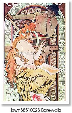 Imprimerie Cassan Fils by Alphonse Mucha, Art Print