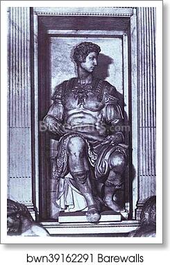 Tomb of Giuliano de' Medici. Detail. Giuliano de' Medici by Michelangelo, Art Print