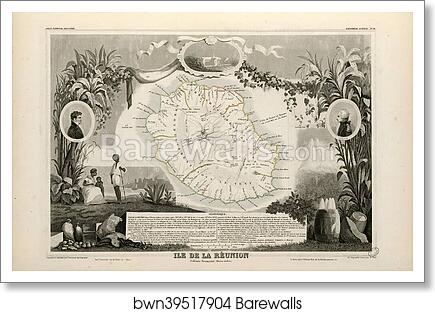 Ile de la Réunion - Colonie Française (Océan indien) (hémisphère austral) by Victor Jules Levasseur, Art Print