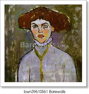 Head of a Young Woman by Amedeo Modigliani, Art Print