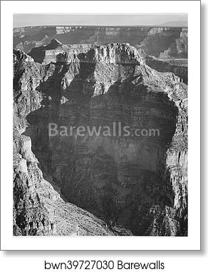 View from "North Rim, 1941, Grand Canyon National Park," Arizona. (vertical orientation).  Photographs of National Parks and Monuments, compiled 1941 - 1942, documenting the period ca. 1933 - 1942 by Ansel Adams (1902-1984), Art Print