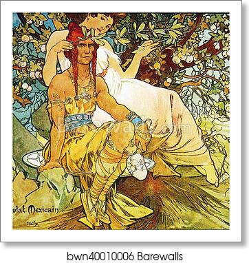 Chocolat Mexicain Age Mur/Manhood by Alphonse Mucha, Art Print