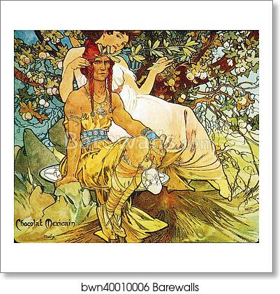 Chocolat Mexicain Age Mur/Manhood by Alphonse Mucha, Art Print Chocolat Mexicain Age Mur/Manhood by Alphonse Mucha, Art Print