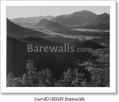Valley surrounded by mountains, "In Rocky Mountain National Park,"Colorado. Photographs of National Parks and Monuments, compiled 1941 - 1942, documenting the period ca. 1933 - 1942 by Ansel Adams (1902-1984), Art Print Valley surrounded by mountains, "In Rocky Mountain National Park,"Colorado. Photographs of National Parks and Monuments, compiled 1941 - 1942, documenting the period ca. 1933 - 1942 by Ansel Adams (1902-1984), Art Print