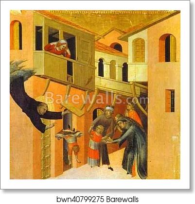 The Miracle of the Child Falling from the Balcony by Simone Martini, Art Print The Miracle of the Child Falling from the Balcony by Simone Martini, Art Print
