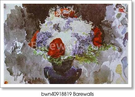 Flowers in a Blue Vase by Mikhail Vrubel, Art Print