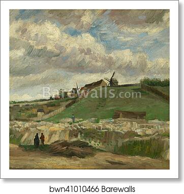 The hill of Montmartre with stone quarry by Vincent Van Gogh, Art Print