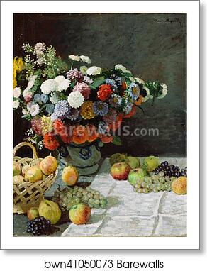Still Life with Flowers and Fruit by Claude Monet, Art Print