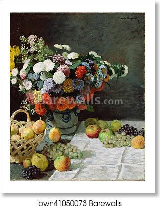 Still Life with Flowers and Fruit by Claude Monet, Art Print Still Life with Flowers and Fruit by Claude Monet, Art Print