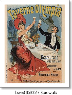 Taverne Olympia by Jules Chéret, Art Print