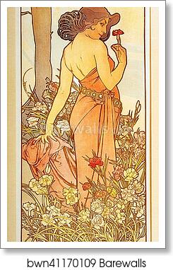 Carnation by Alphonse Mucha, Art Print