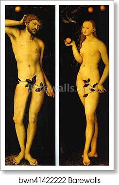 Adam and Eve by Lucas Cranach The Elder, Art Print