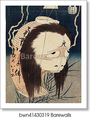 The Lantern Ghost, Iwa by Katsushika Hokusai, Art Print