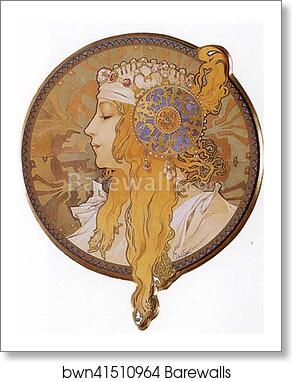 Byzantine Head-Blonde by Alphonse Mucha, Art Print