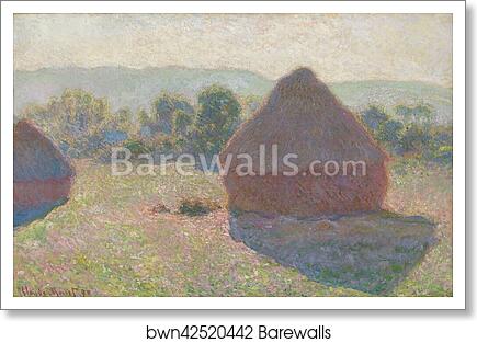 Meules, milieu du jour [Haystacks, midday] by Claude Monet, Art Print