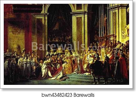 Consecration of the Emperor Napoleon I and Coronation of the Empress Josephine in the Cathedral of Notre-Dame de Paris on 2 December 1804 by Jacques-Louis David, Art Print