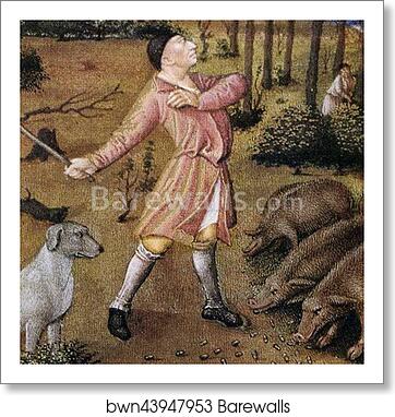 Les tr�s riches heures du Duc de Berry. November. Detail by Limbourg Brothers, Art Print Les tr�s riches heures du Duc de Berry. November. Detail by Limbourg Brothers, Art Print