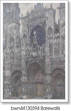 The Cathedral in Rouen. The portal, Grey Weather by Claude Monet, Art Print