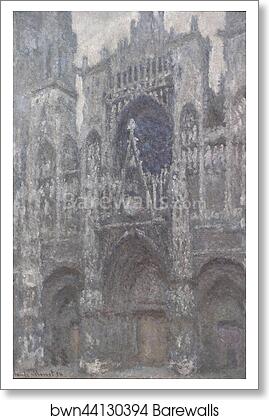 The Cathedral in Rouen. The portal, Grey Weather by Claude Monet, Art Print The Cathedral in Rouen. The portal, Grey Weather by Claude Monet, Art Print