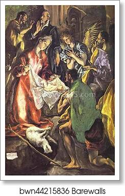 The Adoration of the Shepherds. Detail by El Greco, Art Print The Adoration of the Shepherds. Detail by El Greco, Art Print
