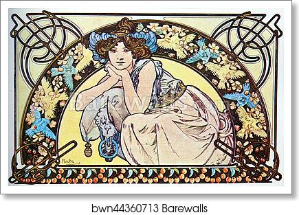 Cherry Blossom by Alphonse Mucha, Art Print