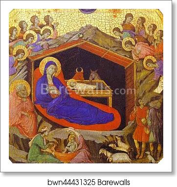 Maestà (front, predella) The Birth of Christ by Duccio Di Buoninsegna, Art Print