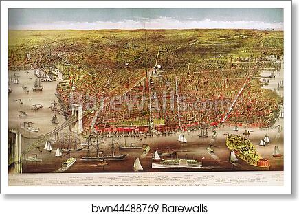 View of Brooklyn, 1879 by Currier & Ives, Art Print