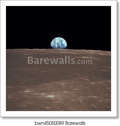 View from Apollo 11 showing Earth rising above the moon's horizon by Nasa, Art Print View from Apollo 11 showing Earth rising above the moon's horizon by Nasa, Art Print