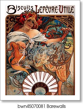Biscuits Lefevre-Utile 1897 by Alphonse Mucha, Art Print