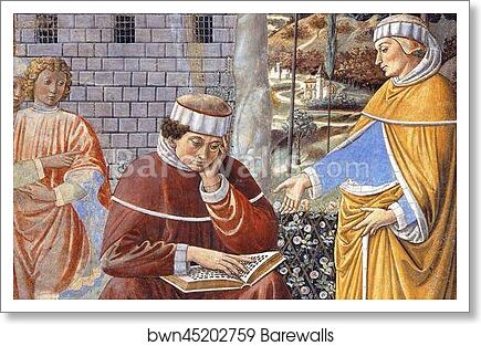 St. Augustine Reading the Epistle of St. Paul. Detail by Benozzo Gozzoli, Art Print
