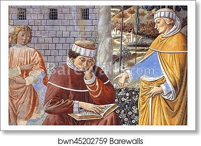 St. Augustine Reading the Epistle of St. Paul. Detail by Benozzo Gozzoli, Art Print St. Augustine Reading the Epistle of St. Paul. Detail by Benozzo Gozzoli, Art Print