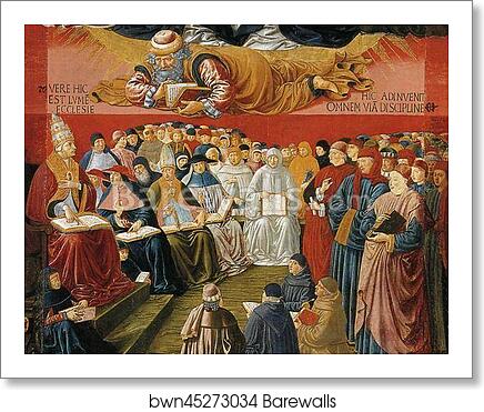 Triumph of St. Thomas Aquinas. Detail by Benozzo Gozzoli, Art Print