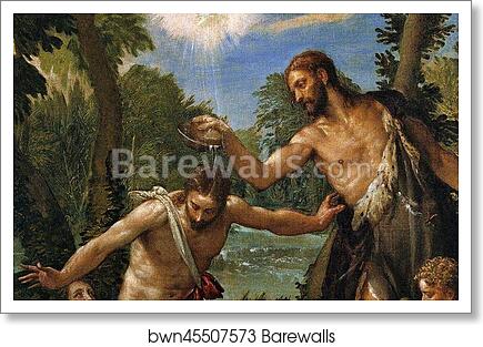 Baptism of Christ. Detail by Paolo Veronese, Art Print