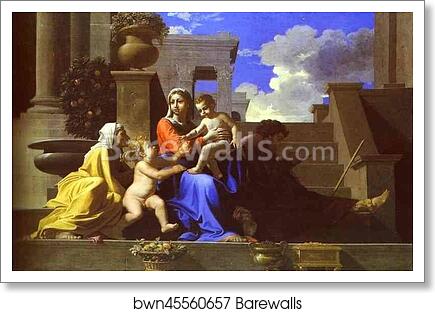 The Holy Family on Steps by Nicolas Poussin, Art Print