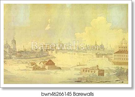 View from Yauza on Kremlin in Moscow by Maxim Vorobiev, Art Print