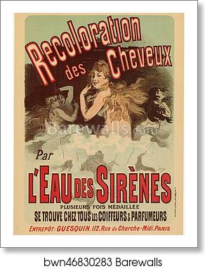 L' "Eau de Sirènes" by Jules Chéret, Art Print